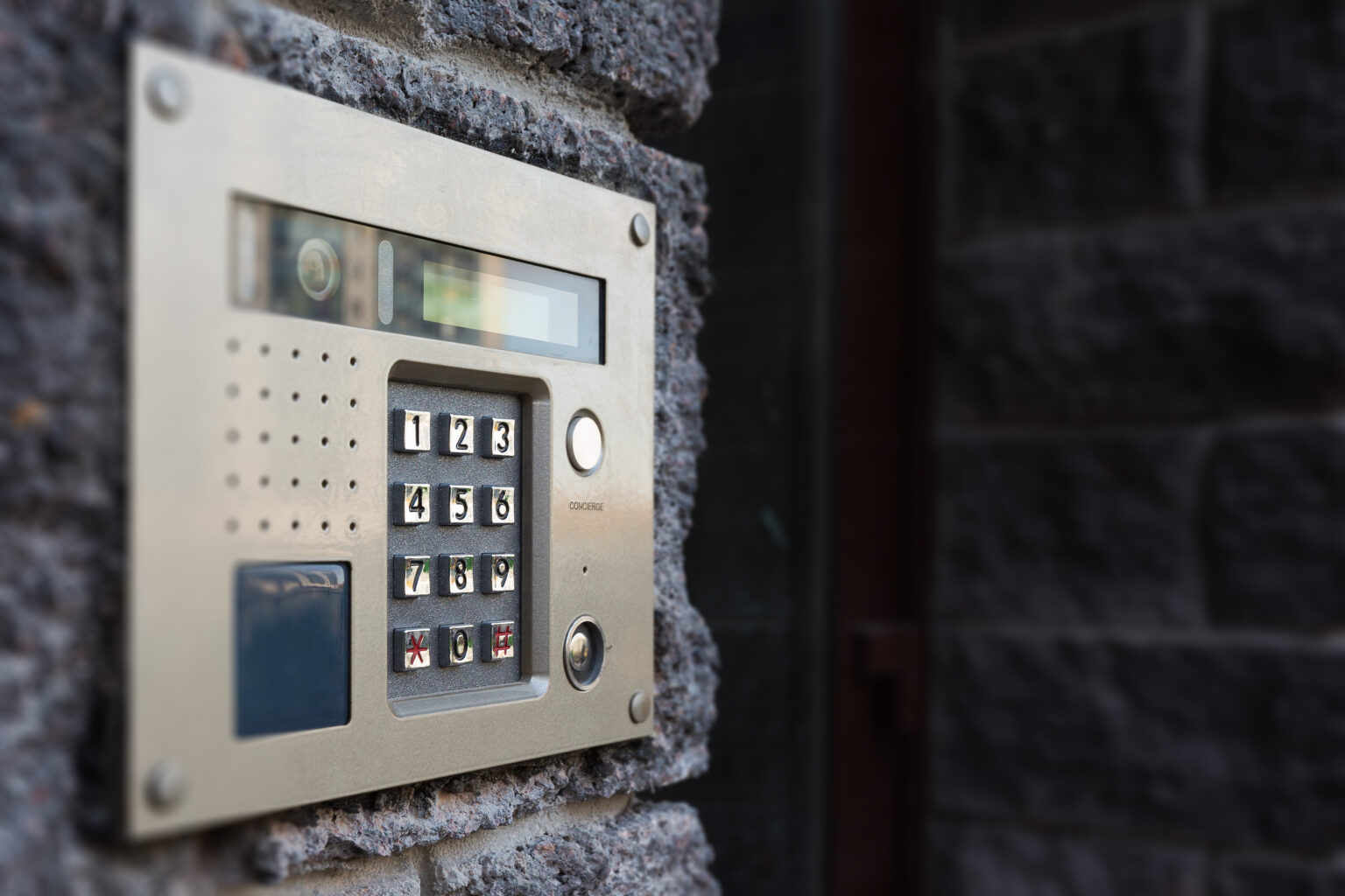 close up of building intercom | rigid security | rigid security